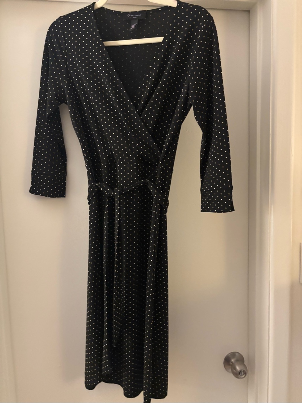 Context Black Polka Dot Wrap Dress